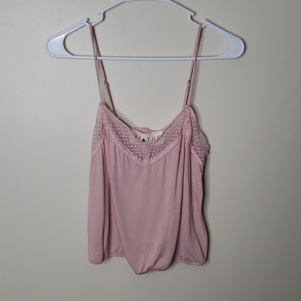 Hiatus Soft Pink Tank with Lace Trim
